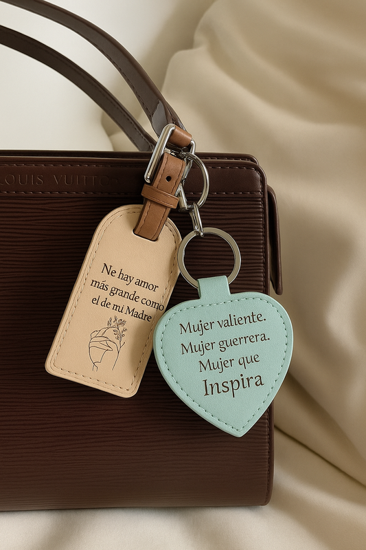 Llaveros de cuero con Frase o foto grabado